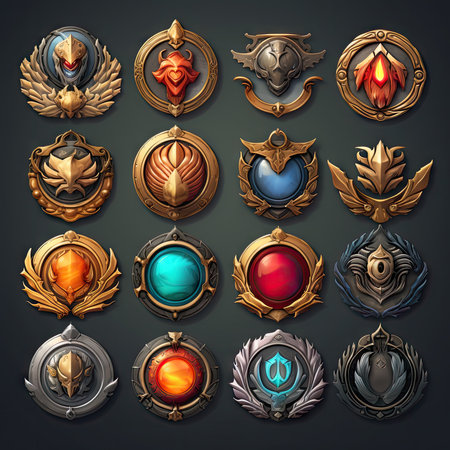 2d casual game ranking badges, icons, emblems made with Generative AIの素材