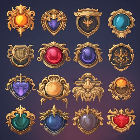 2d casual game ranking badges, icons, emblems made with Generative AIの素材