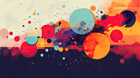 Trending modern website banner design. Colorful splashes, vector style, abstract. Made with Generative AIの素材