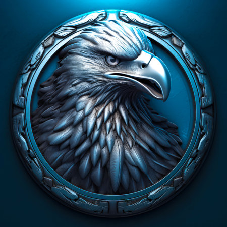 Eagle, silver metal game emblem, cyberpunk style game badges on transparent background. Made with Generative AIの素材