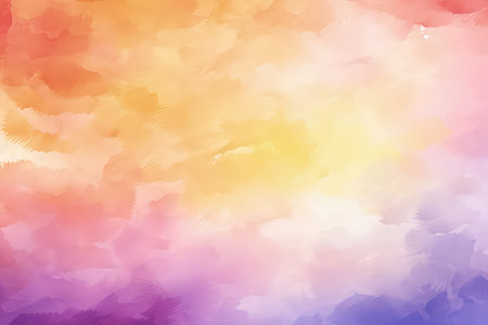 Abstract watercolor background, sunset sky colors, orange, pink, yellow, purple. Made with Generative AIの素材