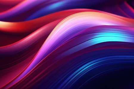Trendy abstract colorful banner, curvy lines. Dark banner with colorful waves. Made with Generative AIの素材