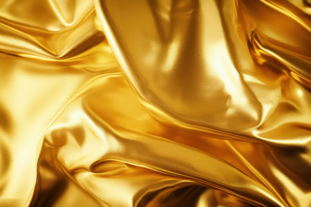 Gold fabric silk texture with light reflections. Made with Generative AIの素材
