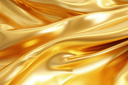 Gold fabric silk texture with light reflections. Made with Generative AIの素材