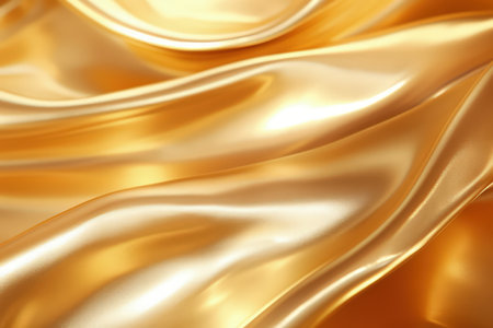 Gold fabric silk texture with light reflections. Made with Generative AIの素材