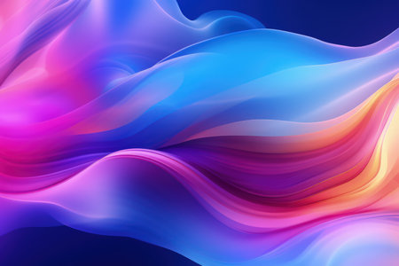 Trendy abstract colorful banner, curvy lines. Banner with colorful waves. Made with Generative AIの素材