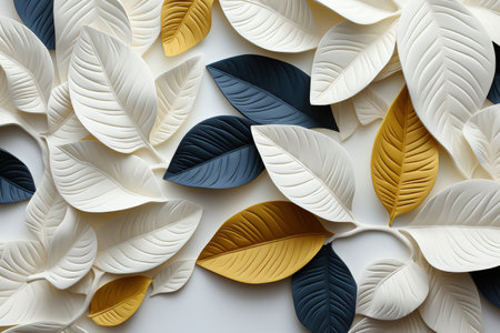 White clay leaf background. Textured foliage backdrop. Made with Generative AIの素材