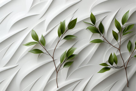 White clay leaf background. Textured foliage backdrop. Made with Generative AIの素材