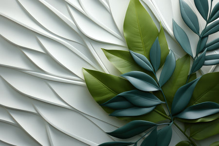 White clay leaf background. Textured foliage backdrop. Made with Generative AIの素材