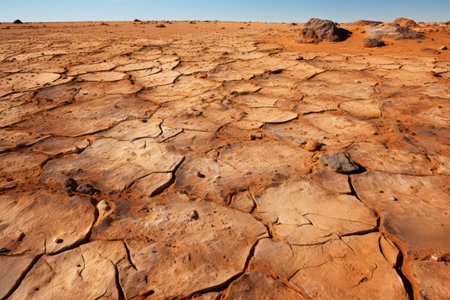 Dry ground, Namib desert, Namibia, Africa. Made with Generative AIの素材