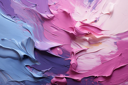 Oil paint textures, thick paint stroke, abstract textured background. Pink and purple. Made with Generative AIの素材
