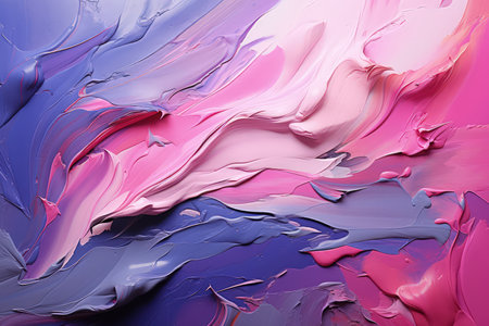 Oil paint textures, thick paint stroke, abstract textured background. Pink and purple. Made with Generative AIの素材