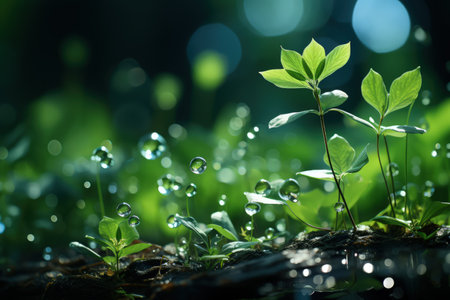 Delicately natural fresh leaf background in soft daylight with beautiful bokeh and pastel green colors, close-up macro. Made with Generative AIの素材