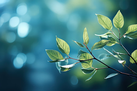 Delicately natural fresh leaf background in soft daylight with beautiful bokeh and pastel green colors, close-up macro. Made with Generative AIの素材
