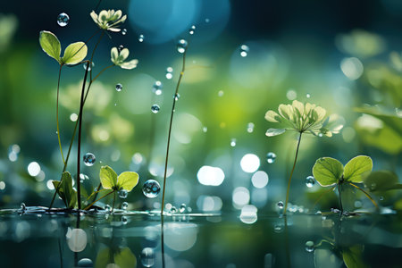 Delicately natural fresh leaf background in soft daylight with beautiful bokeh and pastel green colors, close-up macro. Made with Generative AIの素材