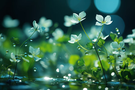 Delicately natural fresh leaf background in soft daylight with beautiful bokeh and pastel green colors, close-up macro. Made with Generative AIの素材