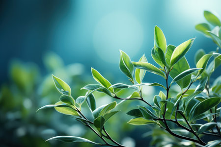 Delicately natural fresh leaf background in soft daylight with beautiful bokeh and pastel green colors, close-up macro. Made with Generative AIの素材