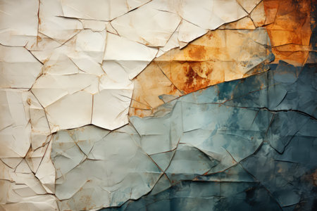 Old rusty, dirty wall texture with paint cracks. Made with Generative AIの素材