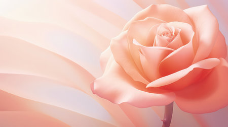 Background with peach and pink color roses. Romantic pastel colors, beautiful light, empty space. Made with Generative AIの素材