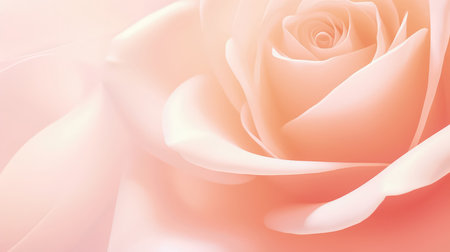 Background with peach and pink color roses. Romantic pastel colors, beautiful light, empty space. Made with Generative AIの素材