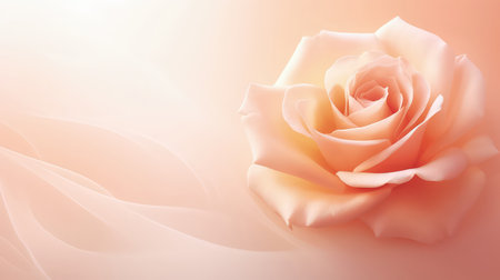 Background with peach and pink color roses. Romantic pastel colors, beautiful light, empty space. Made with Generative AIの素材