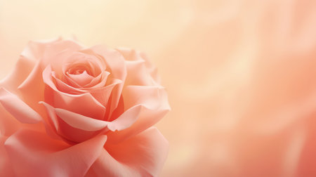 Background with peach and pink color roses. Romantic pastel colors, beautiful light, empty space. Made with Generative AIの素材