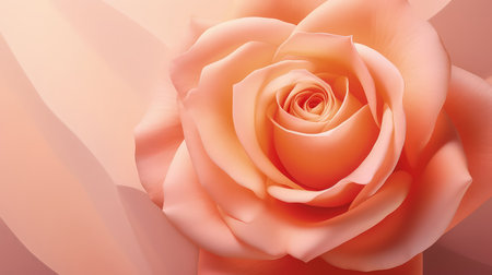 Background with peach and pink color roses. Romantic pastel colors, beautiful light, empty space. Made with Generative AIの素材