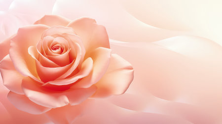 Background with peach and pink color roses. Romantic pastel colors, beautiful light, empty space. Made with Generative AIの素材
