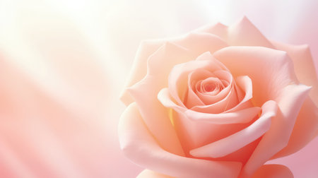 Background with peach and pink color roses. Romantic pastel colors, beautiful light, empty space. Made with Generative AIの素材