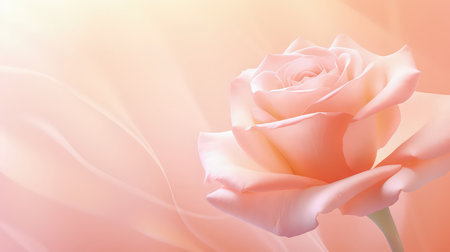 Background with peach and pink color roses. Romantic pastel colors, beautiful light, empty space. Made with Generative AIの素材