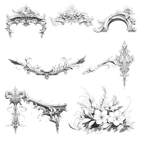 Black and white illustration of decorative ornamental border frame. ornamental victorian decoration for postcard. Filigree ornament. Made with Generative AIの素材