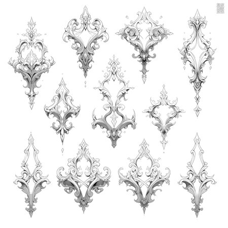 Black and white illustration of decorative ornamental border frame. ornamental victorian decoration for postcard. Filigree ornament. Made with Generative AIの素材