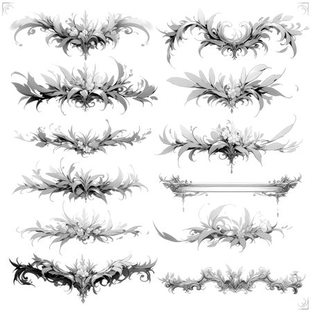 Black and white illustration of decorative ornamental border frame. ornamental victorian decoration for postcard. Filigree ornament. Made with Generative AIの素材