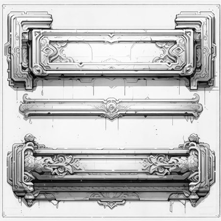 Black and white illustration of decorative ornamental border frame. ornamental victorian decoration for postcard. Filigree ornament. Made with Generative AIの素材