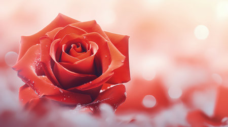 Background with red and pink color rose. Romantic colors, beautiful light, empty space for product presentation. Made with Generative AIの素材