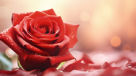 Background with red and pink color rose. Romantic colors, beautiful light, empty space for product presentation. Made with Generative AIの素材