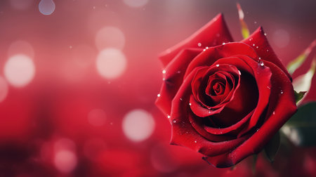 Background with red and pink color rose. Romantic colors, beautiful light, empty space for product presentation. Made with Generative AIの素材