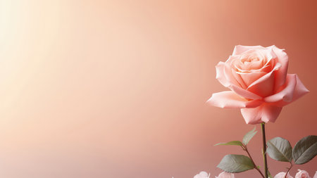 Background with peach and pink color roses. Romantic colors, beautiful light, empty space for product presentation. Made with Generative AIの素材