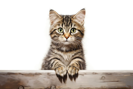 A tabby cat looking at something big, in the style of expressive faces. Shocked, screaming. Made with Generative AIの素材