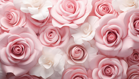 Background with pink roses. Flower texture. Made with Generative AIの素材