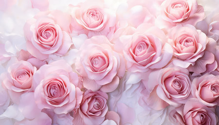 Background with pink roses. Flower texture. Made with Generative AIの素材