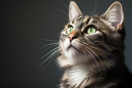 A tabby cat looking at something big, in the style of expressive faces. Shocked, screaming. Made with Generative AIの素材