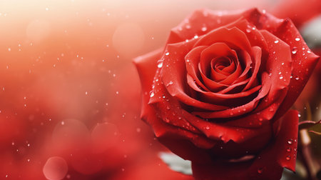 Background with red and pink color rose. Romantic colors, beautiful light, empty space for product presentation. Made with Generative AIの素材