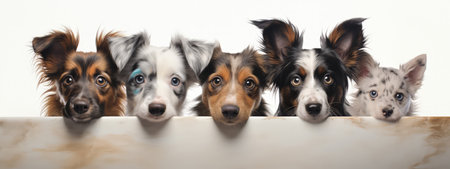 Blue butterflies on a white background. Wide banner, made with Generative AIの素材