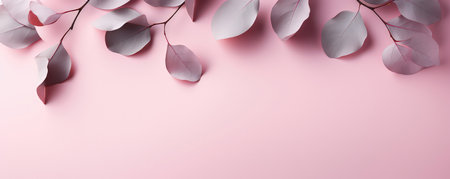 Plants on a pastel pink background. Empty space for text. Banner made with Generative AIの素材