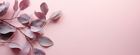 Plants on a pastel pink background. Empty space for text. Banner made with Generative AIの素材