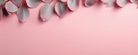 Plants on a pastel pink background. Empty space for text. Banner made with Generative AIの素材