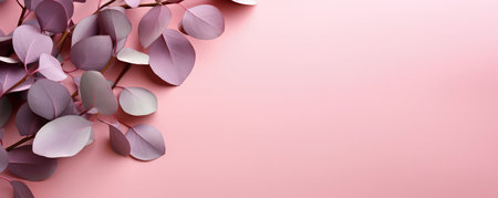 Plants on a pastel pink background. Empty space for text. Banner made with Generative AIの素材