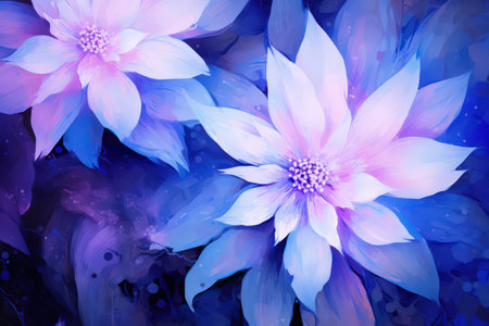 Beautiful aster flowers, blue color palette. Made with Generative AIの素材