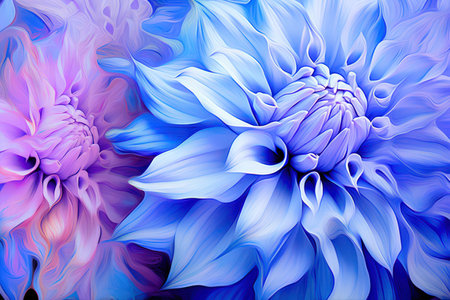 Beautiful aster flowers, blue color palette. Made with Generative AIの素材